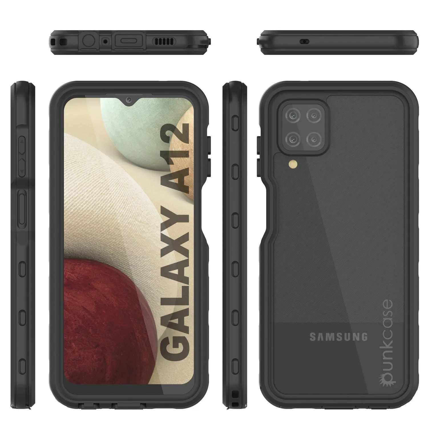 Galaxy A12 Waterproof Case PunkCase StudStar Black Thin 6.6ft Underwater IP68 Shock/Snow Proof