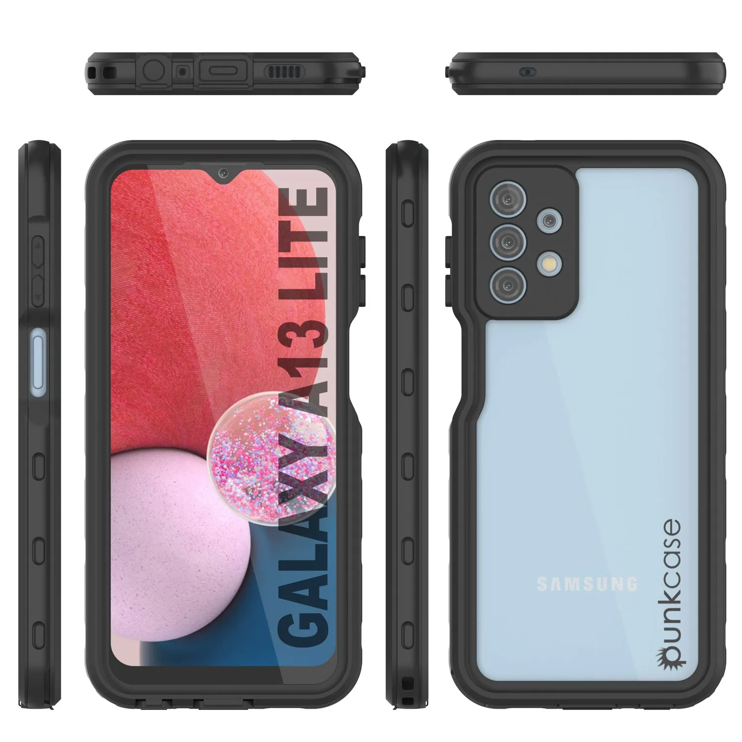 Galaxy A13 Lite Waterproof Case PunkCase StudStar Black Thin 6.6ft Underwater IP68 Shock/Snow Proof