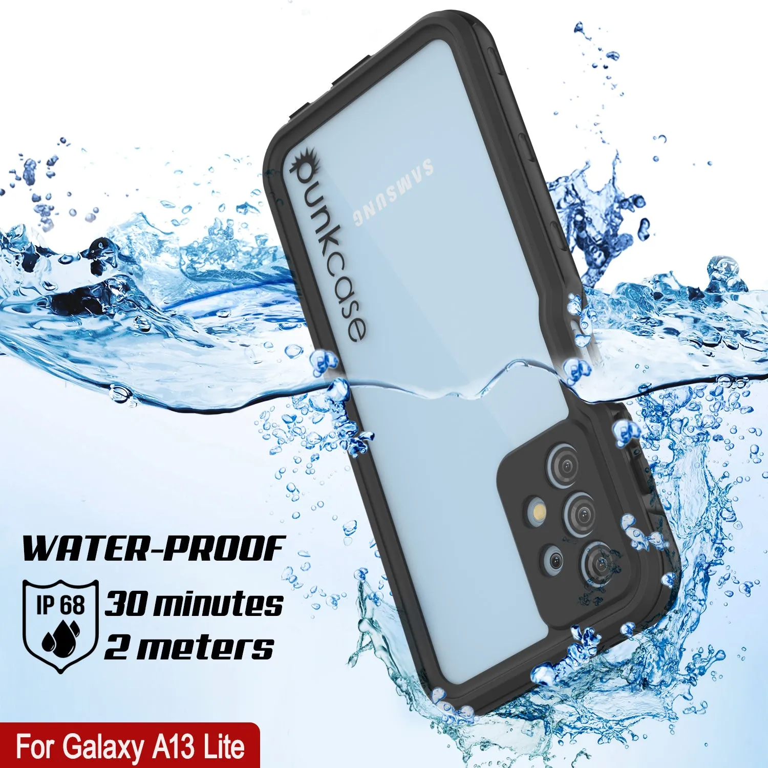 Galaxy A13 Lite Waterproof Case PunkCase StudStar Black Thin 6.6ft Underwater IP68 Shock/Snow Proof