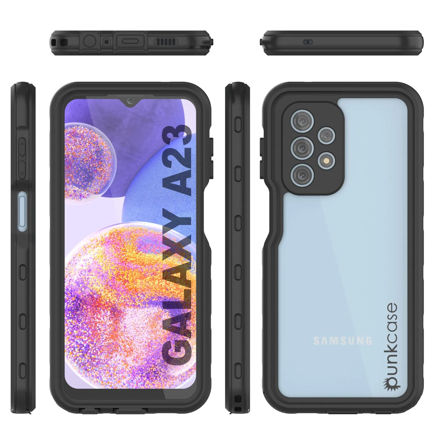 Galaxy A23 Waterproof Case PunkCase StudStar Black Thin 6.6ft Underwater IP68 Shock/Snow Proof