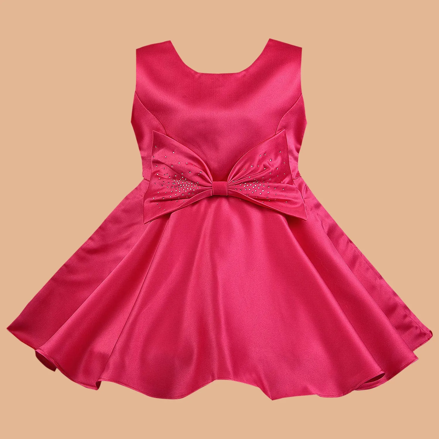 Girls A-Line Frock Dress With Bow Designed