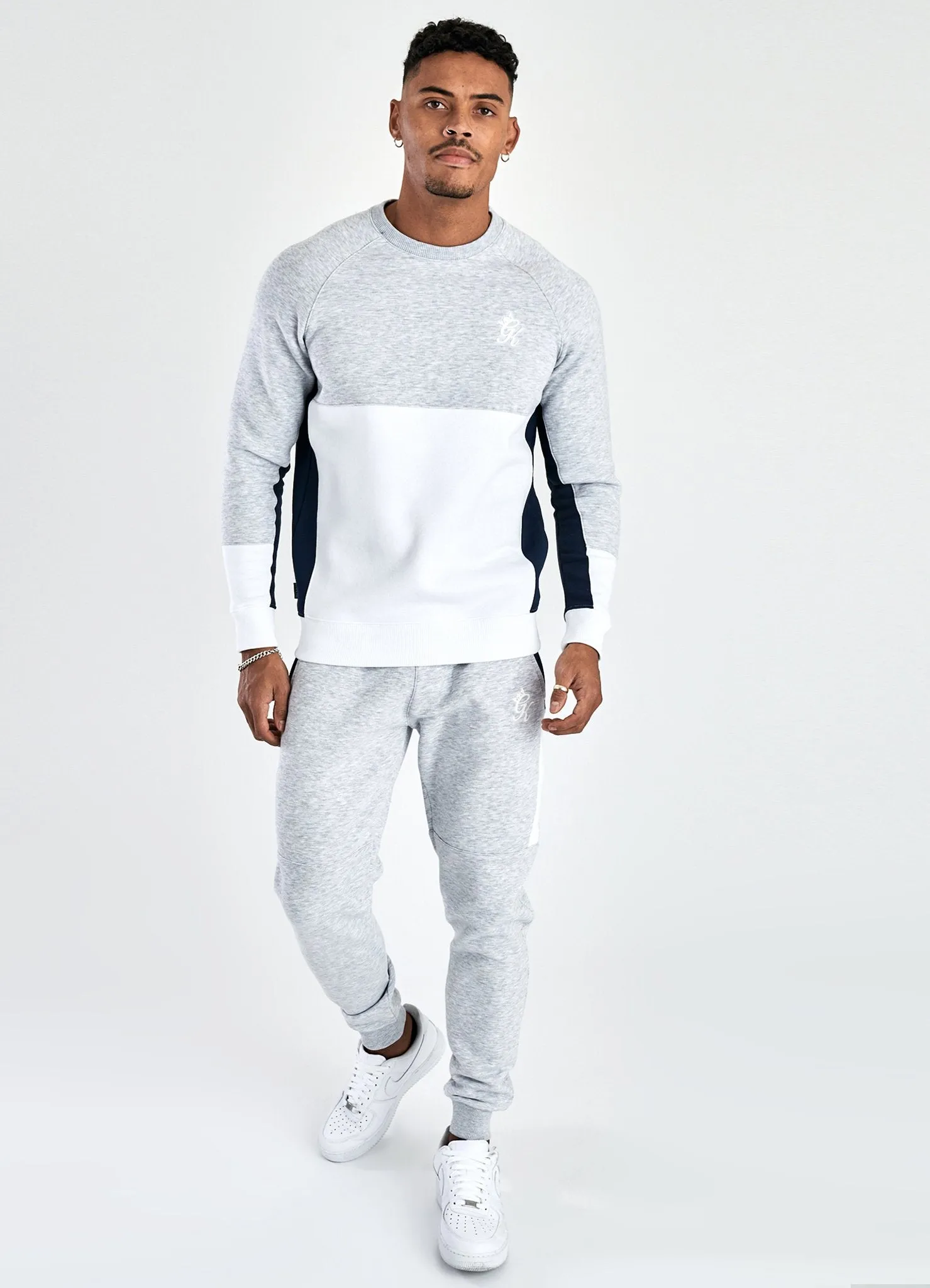 GK Mindfield Tracksuit Bottoms - Snow Marl/White/Navy