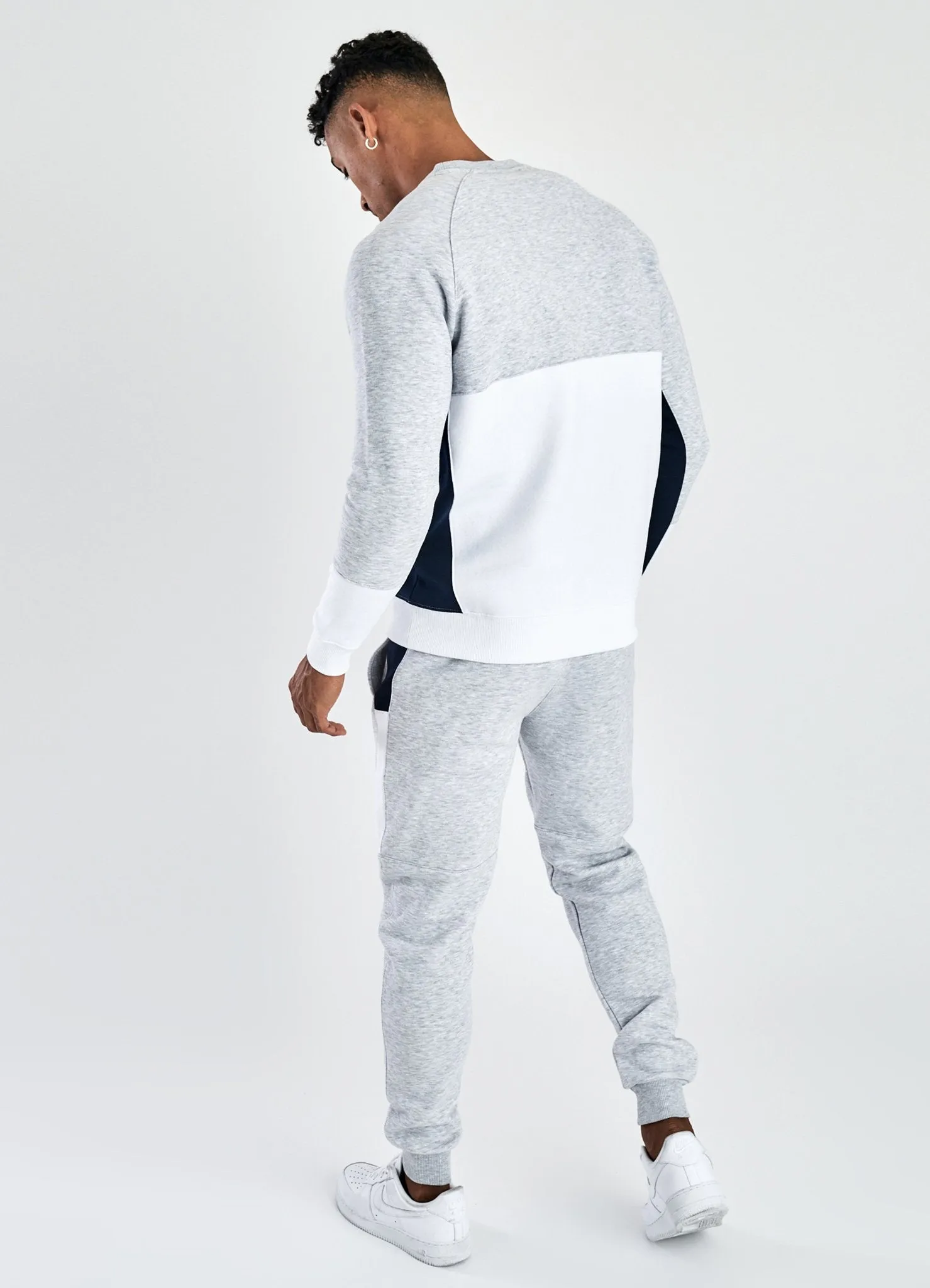 GK Mindfield Tracksuit Bottoms - Snow Marl/White/Navy