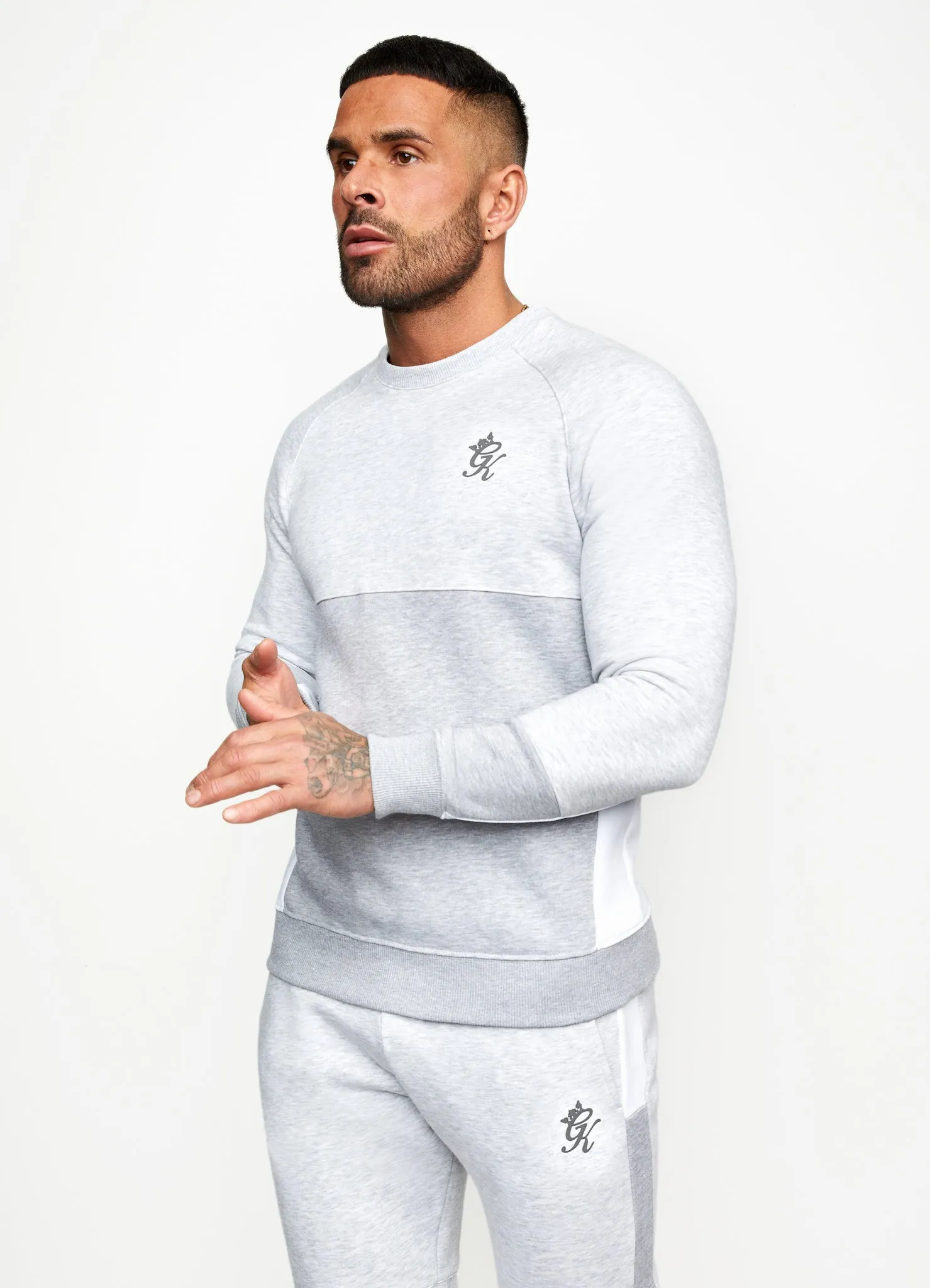 Gym King Minefield Crew - Snow Marl/White/Light Grey Marl