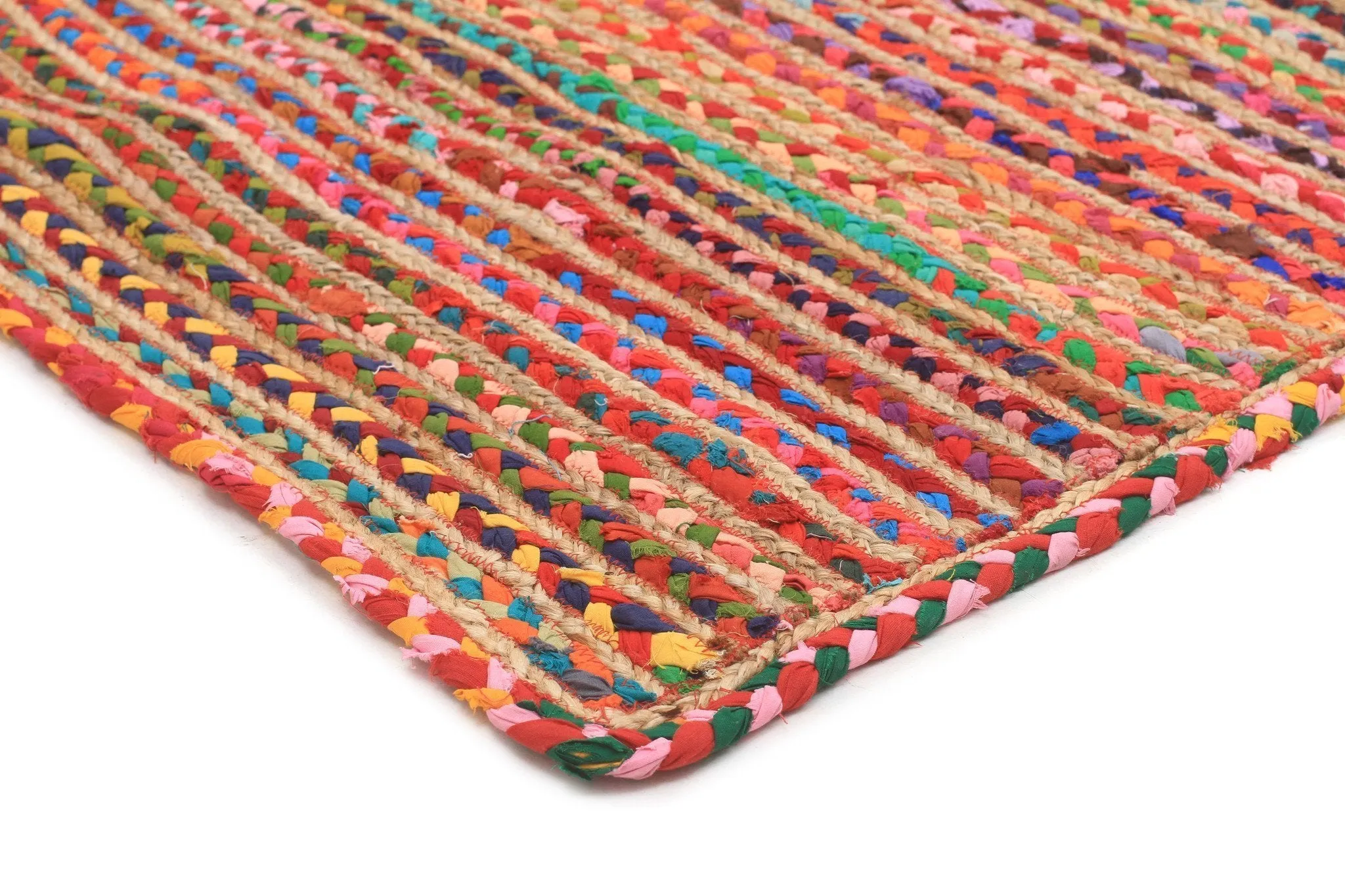 Hand-braided Blend Cotton Jute Rug - Multi