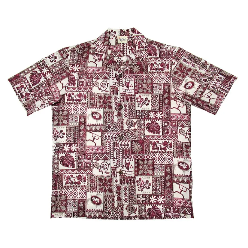 Hawaiian Motif Aloha Shirt | Blue, Green, Red