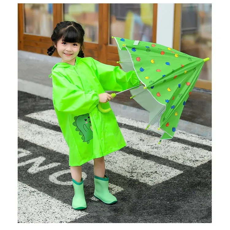 Kids Dinosaur Umbrella Rain boot Poncho Raincoat With Hood comes with Storage Bag for Boys and Girls