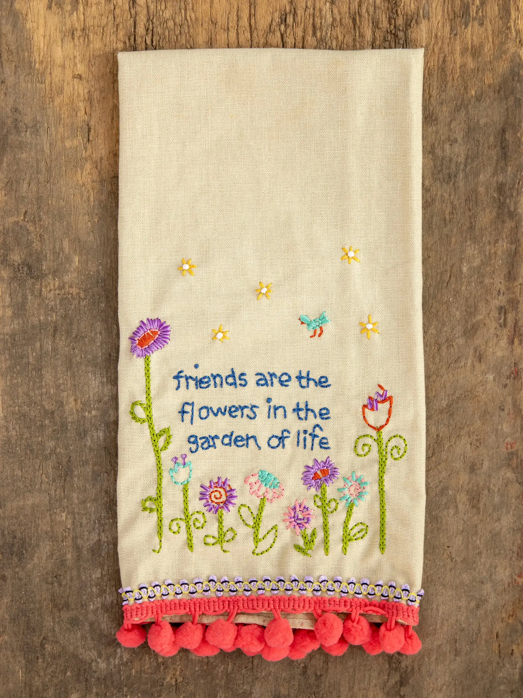 Linen Embroidered Hand Towel - Friends