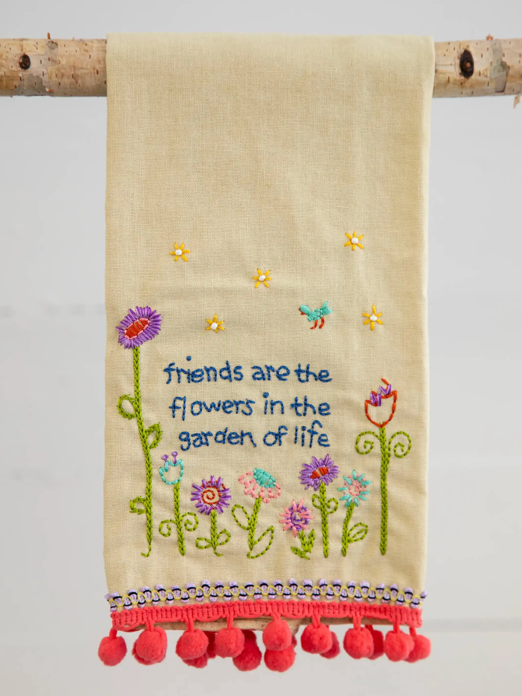 Linen Embroidered Hand Towel - Friends