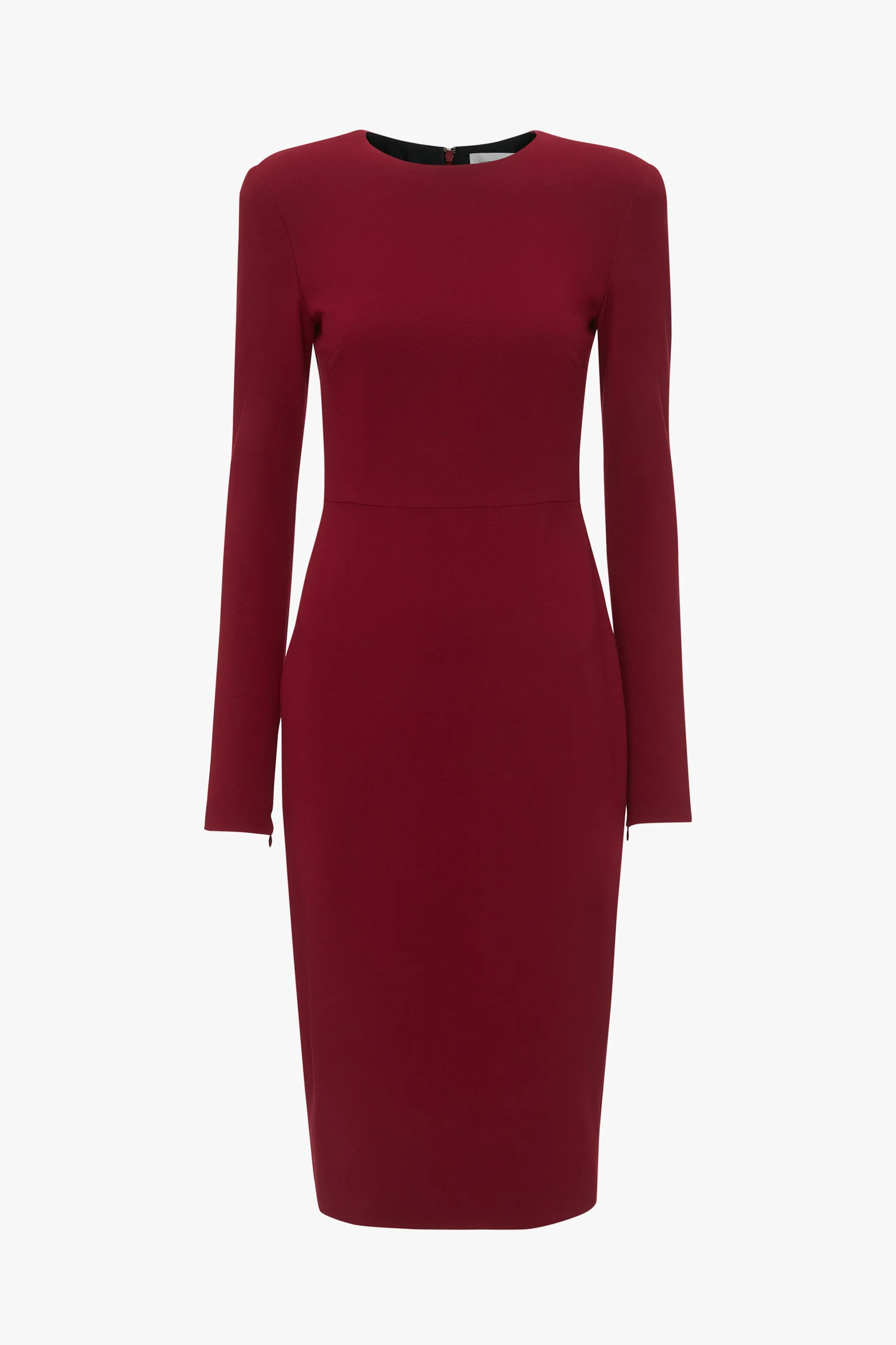 Long Sleeve T-Shirt Fitted Dress In Oxblood