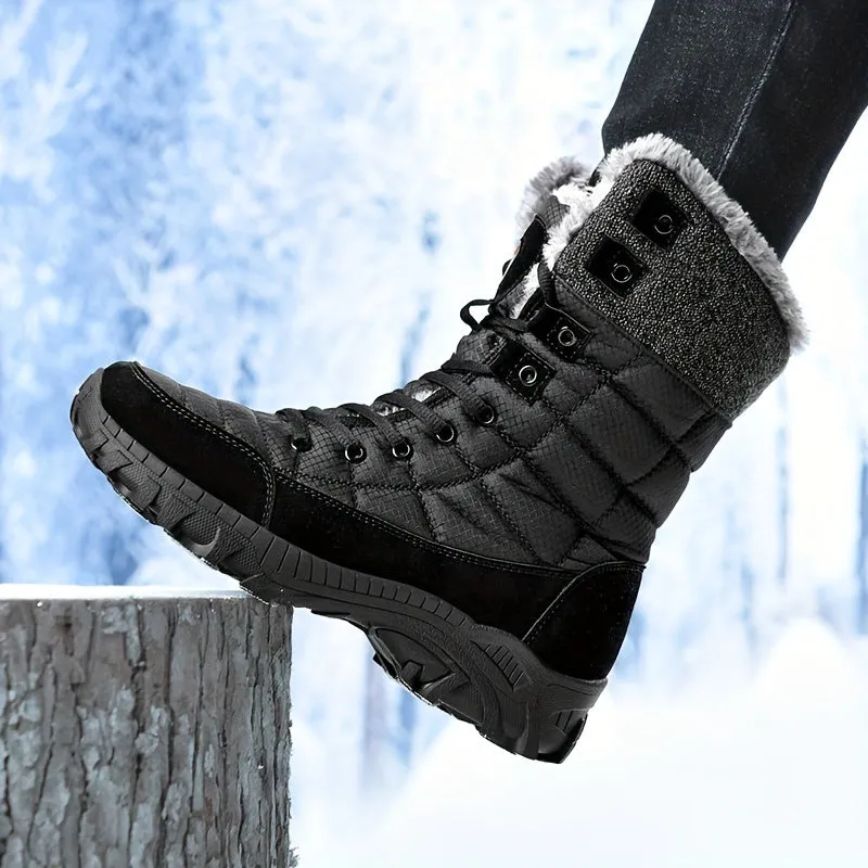 Men's oversized fashionable snow boots, winter warmth, plush cotton shoes, thickened men's boots, waterproof casual cotton boots