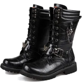 Men's Punk Laced Up Faux Leather Military Combat Boots