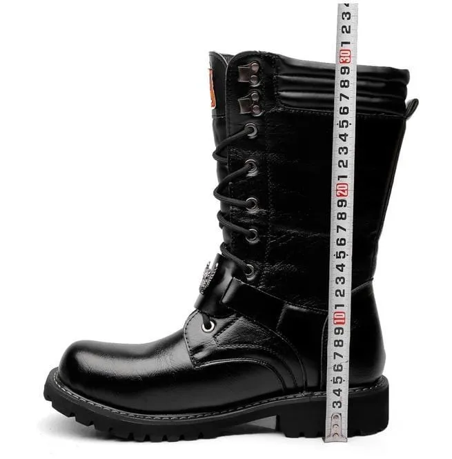 Men's Punk Laced Up Faux Leather Military Combat Boots