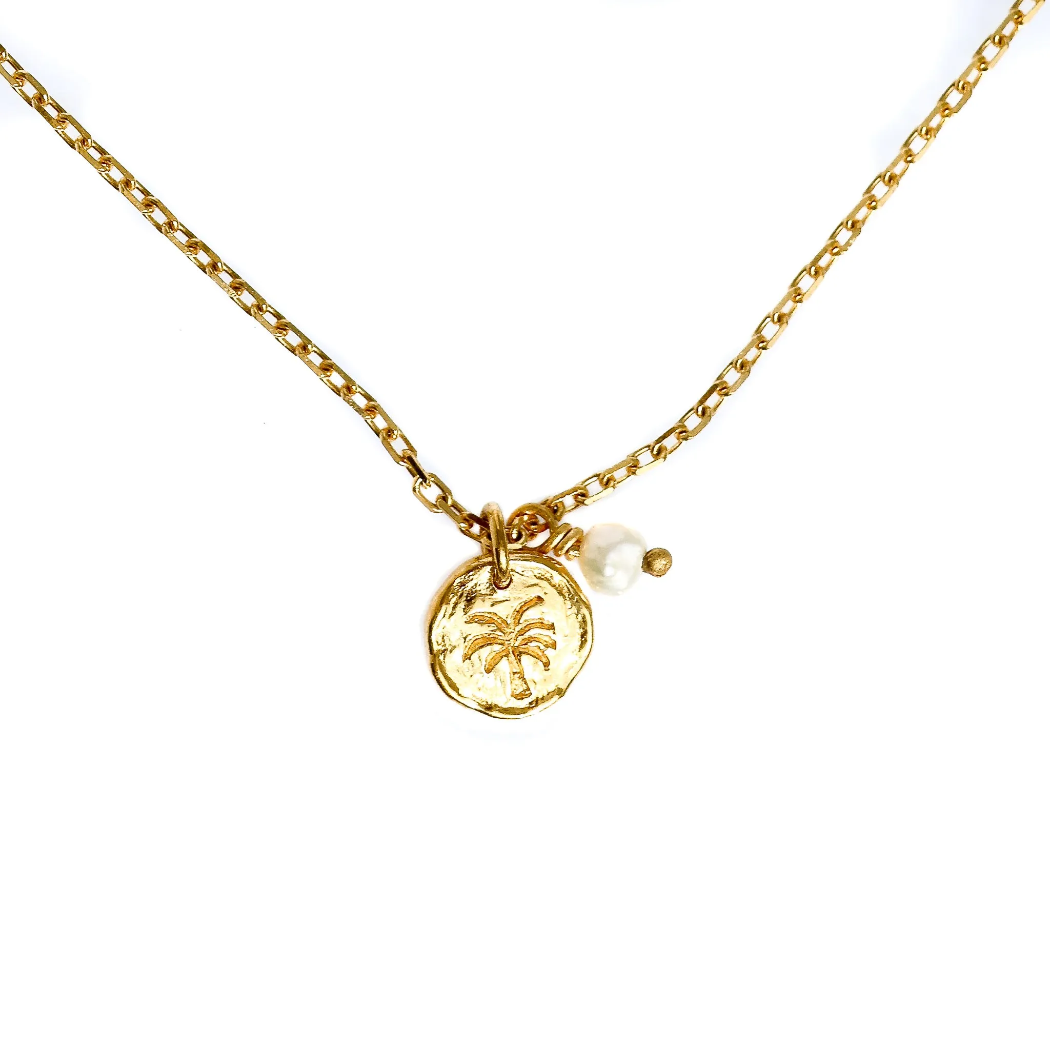 Palm Tree Dainty Necklace Gold