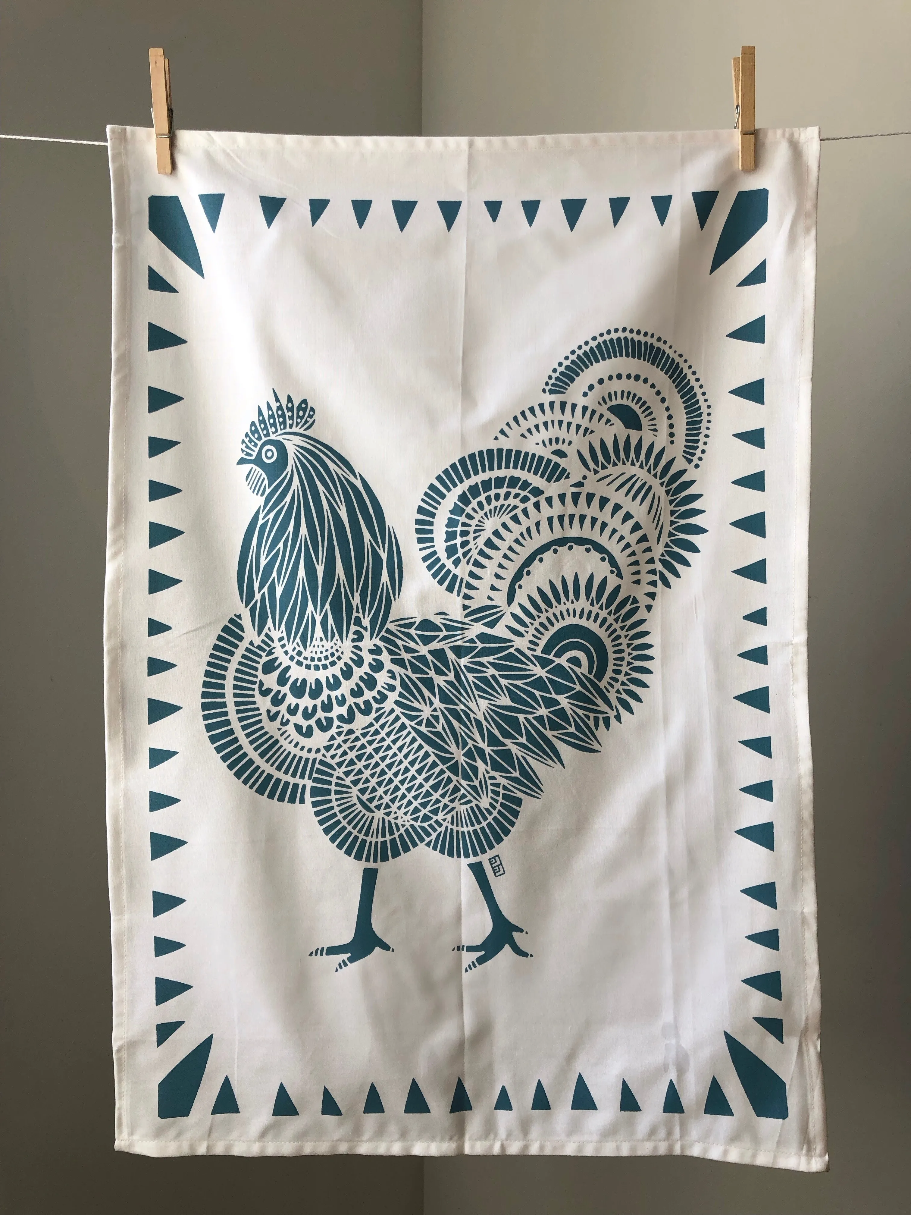 Rooster Tea Towel by Lulu Kitololo