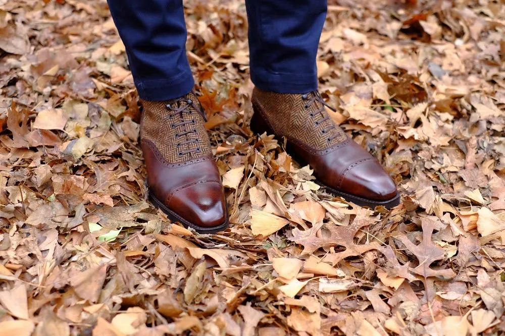 Seaview - MTO - Walnut Museum Calf / Gold Tweed - LPB Last - City Rubber Sole