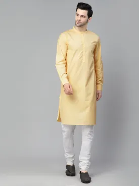 Style Quotient Mens Yellow Solid Kurtas