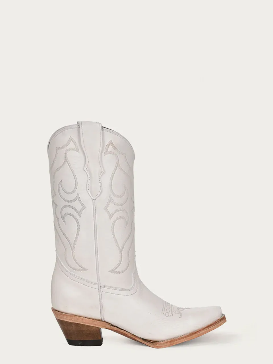 T0143 - TEEN'S EMBROIDERY WHITE SNIP TOE COWBOY BOOT