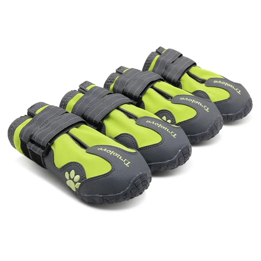 Truelove Waterproof Pet Boots for Dogs (Neon Yellow, Set of 4)