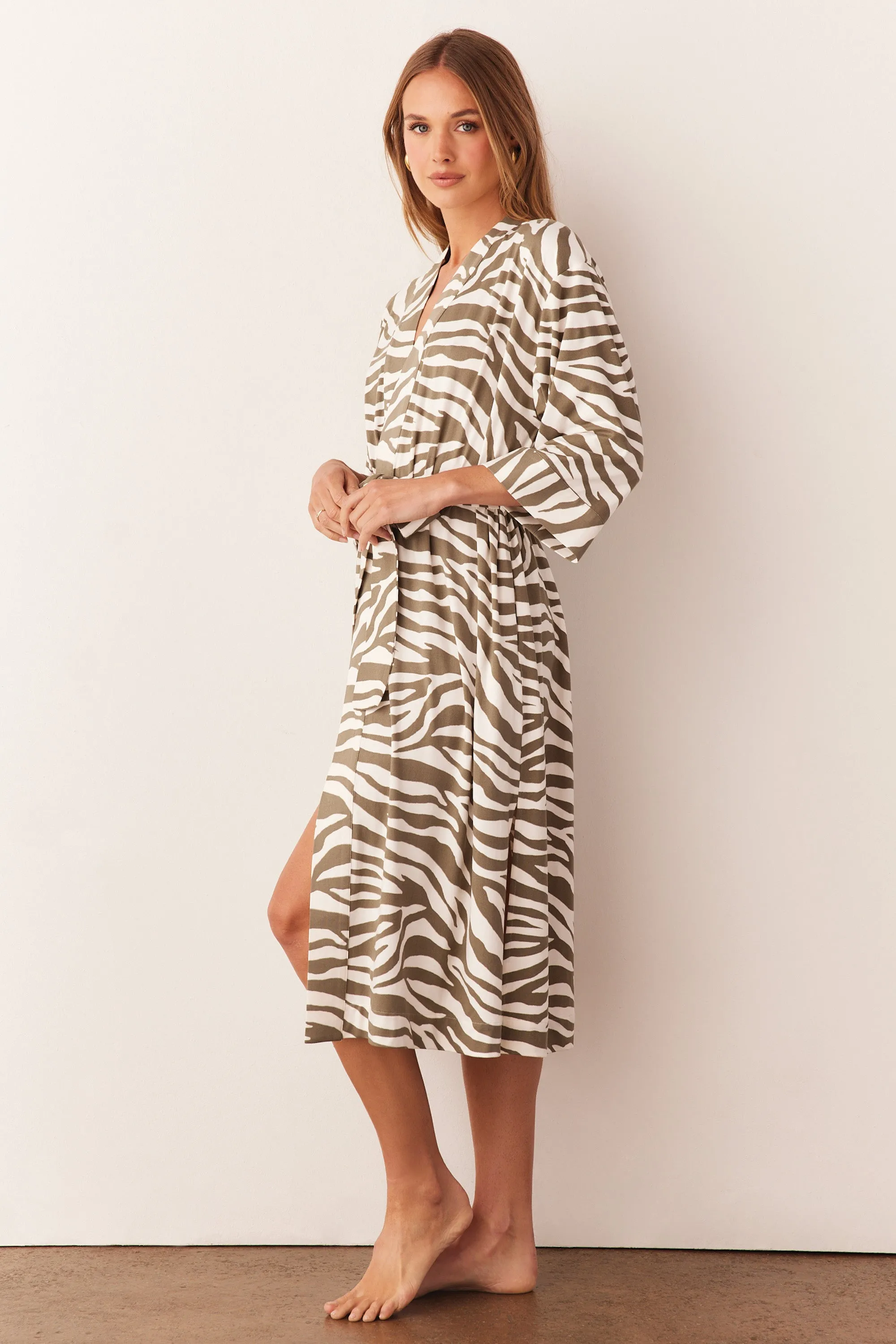 Vera Midi Robe | Sage Zebra