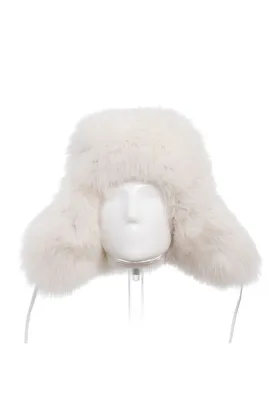 White Genuine Arctic Fox and Mink Fur Hat