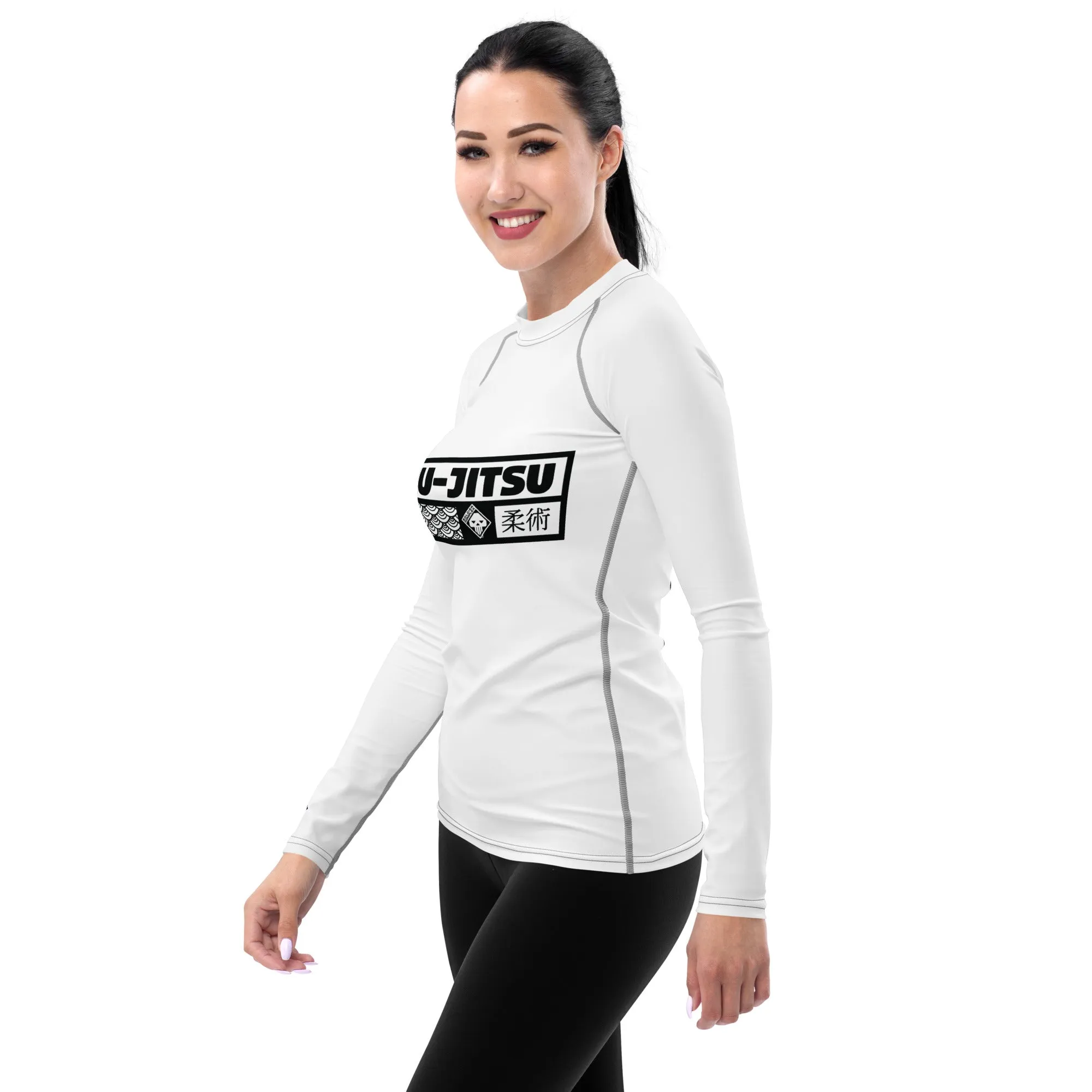 Womens Long Sleeve BJJ Rash Guard - Jiu-Jitsu 016 - Snow